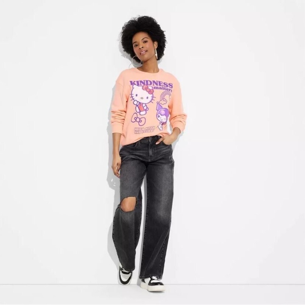 NWT Hello Kitty by Sanrio Graphic Sweatshirt in Peach - Picture 2 of 9